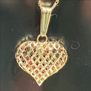 14K Reversible Diamond Cut Heart Necklace